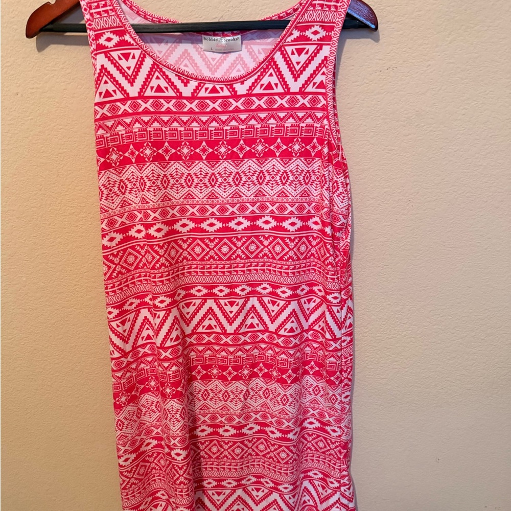 Bobbie Brooks Pink and White Aztec Sleeveless Top